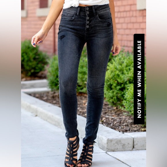 Flying Monkey Denim - Flying Monkey Atomic High Rise Skinny Jeans Exposed Button Fly in Black size 29